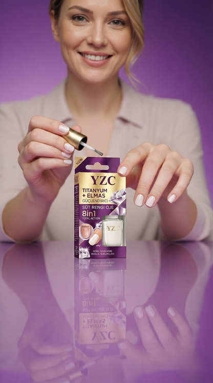 YZC Titanyum+Elmas Tırnak Güçlendirici Terapi- Süt Rengi Oje 8in1 Etki